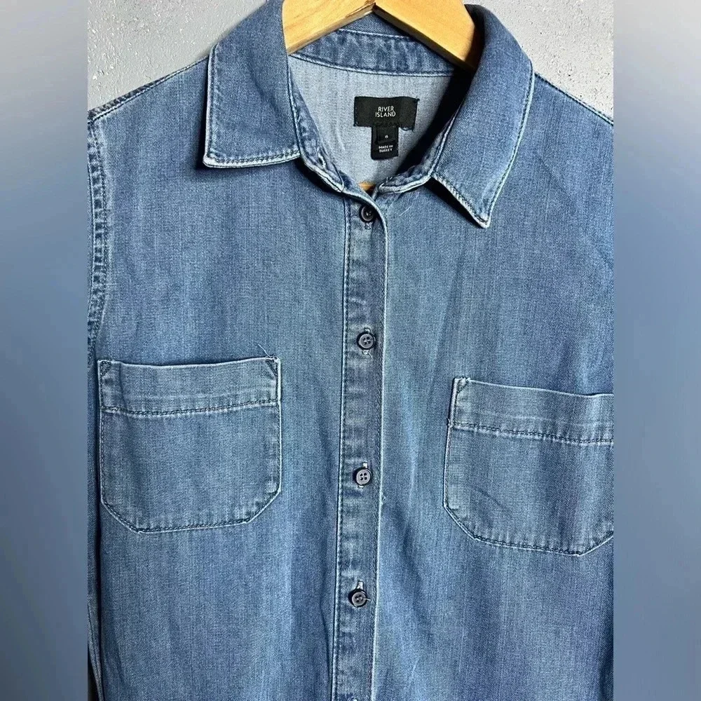 River Island denim drawstring romper.  Size 6